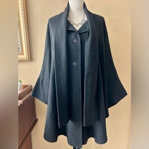 Triona Design Roisin Cape Poncho Cardigan Jacket Black Wool Cape One Size